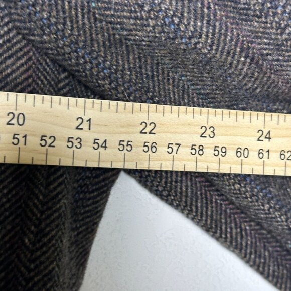 VTG Cricketeer Wool Blazer Sport Coat Jacket Men 46 Herringbone Brown 90s Prep - Picture 8 of 16